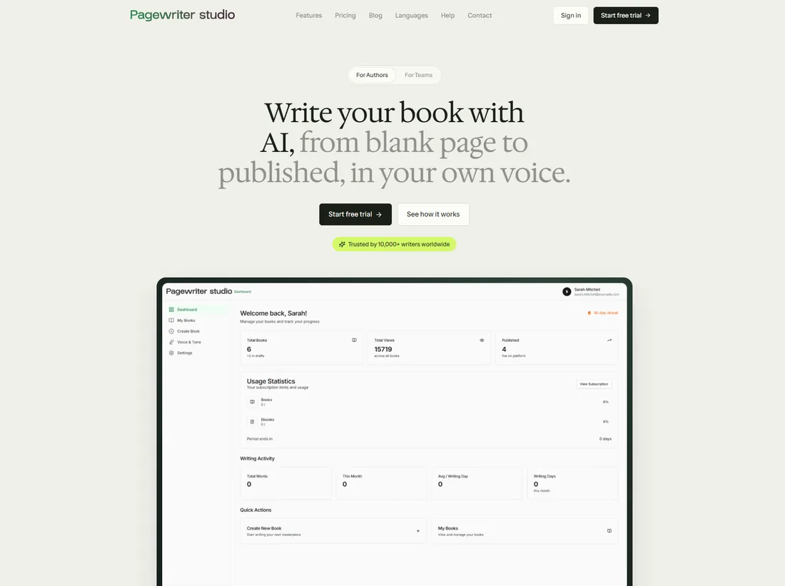 Website voor Pagewriter Studio